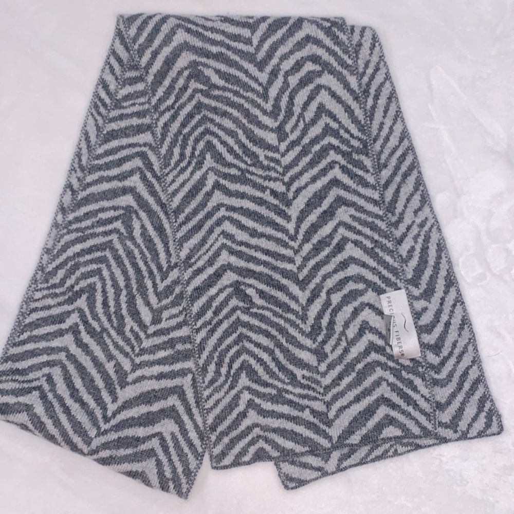 Cashmere scarf neutral gray zebra print animal print soft quiet luxury